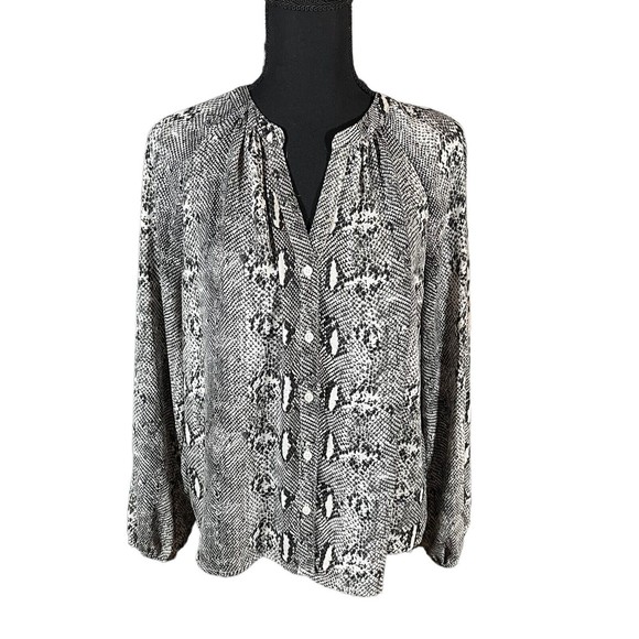 J.Crew Women Snake Animal Print Long Sleeve Front Button Top Size Medium - Picture 1 of 9